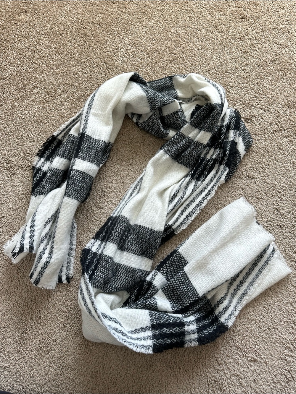 Merona Black and White Plaid Scarf